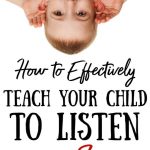 Upside down kid cupping his hears. Title: How to Effectively teach your child to listen to the sermon