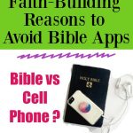 Bible vs Cell Phone - Faith-Building Reasons to Avoid Bible Apps with a Bible with a Phone on top of it. sh