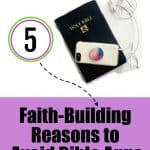 Bible vs Cell Phone - Faith-Building Reasons to Avoid Bible Apps with a Bible with a Phone on top of it.