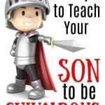 little boy knight holding sword - title: 7 steps to teach your son to be chivalrous