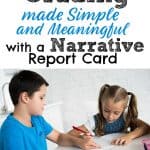 boy and girl studying title - narrative report card for homeschooling