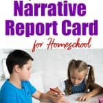 boy and girl studying title - narrative report card for homeschooling