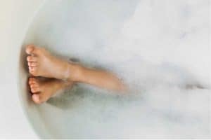 Self-care for Homeschool Moms Mom in bathtub