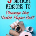 Blue background with empty toilet paper rolls. Title: 9 biblical reasons to change the toilet paper roll