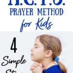 Little girl in blue praying - title - simple 4 step acts prayer method for kids