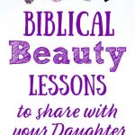 Title: Biblical Beauty Lessons to share on white background with colorful makeup