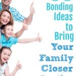 Family peeking from behind wall, tallest to shortest. Title: 33 bonding ideas to bring your family closer together