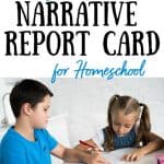boy and girl studying title - narrative report card for homeschooling